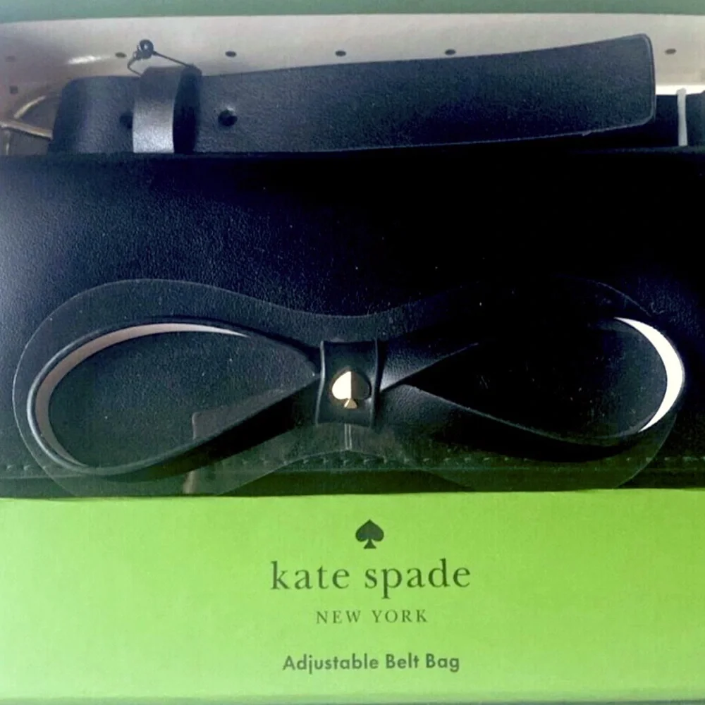 NWT Kate Spade Leather Belt Bag Black Bow Size: L/XL